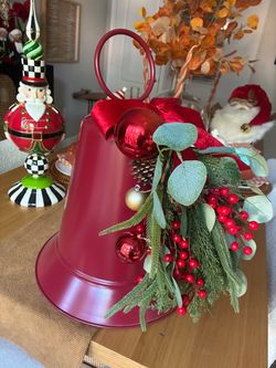 Large decorative red Christmas bell 22"H x 15"W $45
