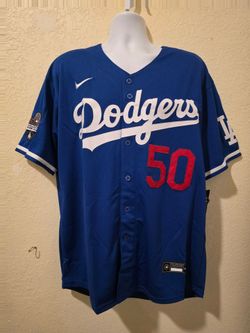 New Men's Dodgers Betts Blue with world series championship patch Jerseys Stitched
