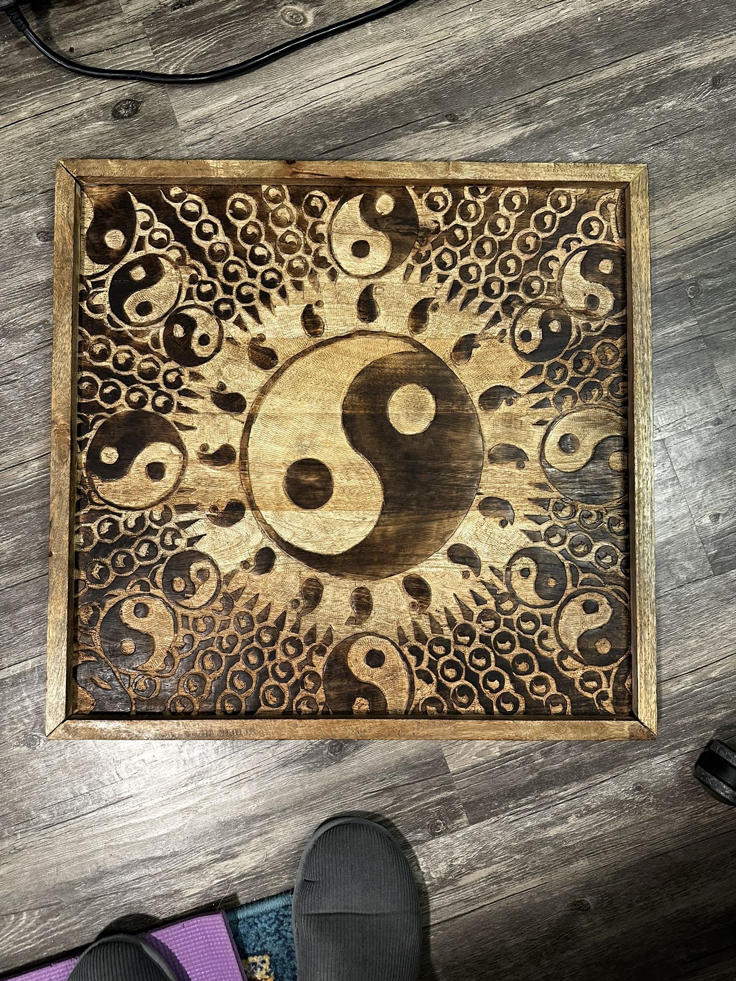 hand-burnt wooden keepsake Featuring Yin Yang Sign