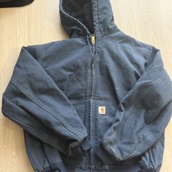 Carhartt J140 DNY Quilt Lined Active Jacket Men's Medium Dark Navy Blue USA Vintage 