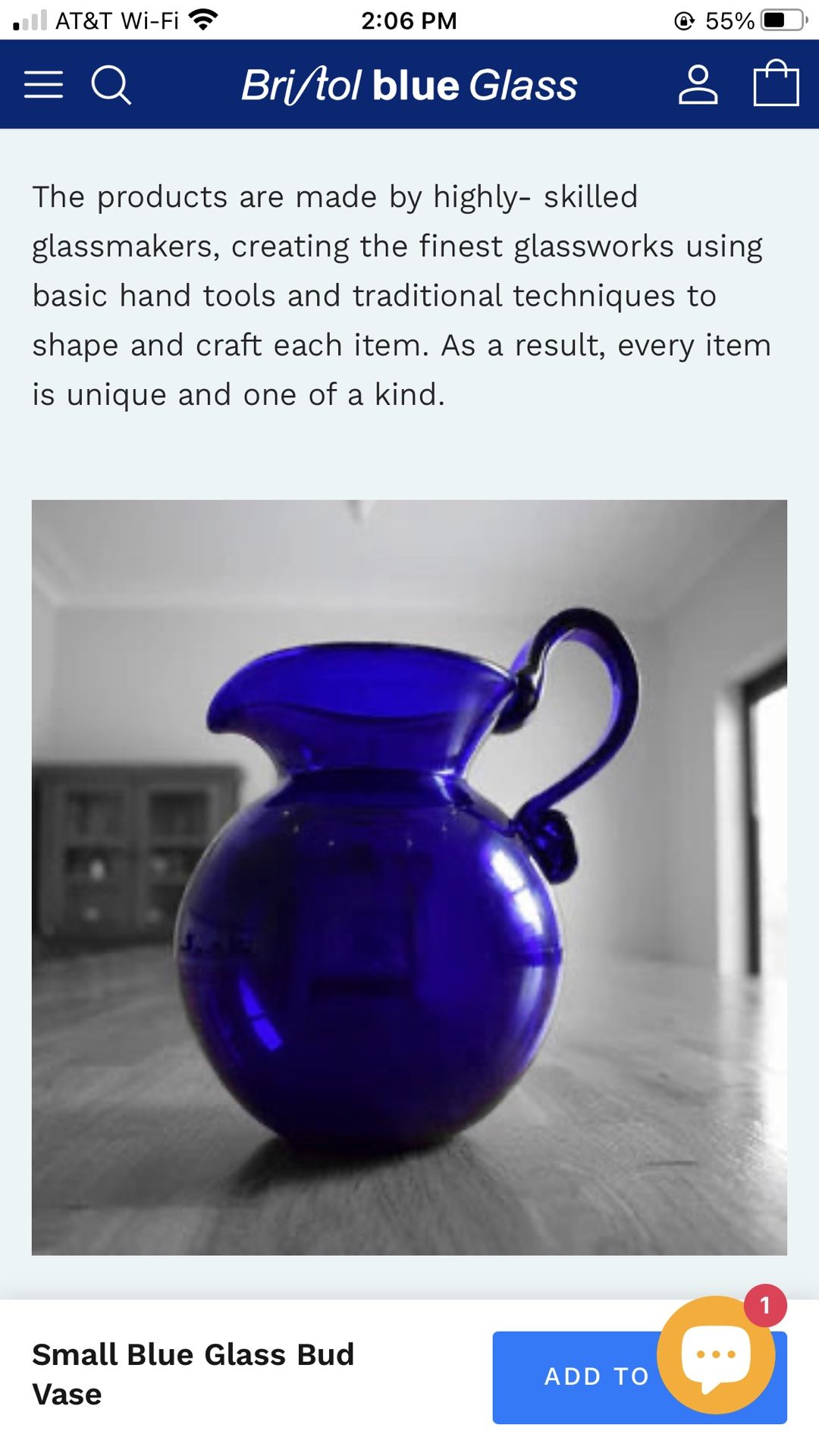 Vintage Cobalt  Blue Pitcher 9”H $20 Firm