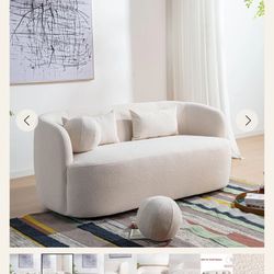 Kinwell Boucle Loveseat Sofa Couch $1139 (Have 2 of them) Wood Frame 