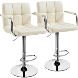 Set Of 2 Beige Barstools - 615169