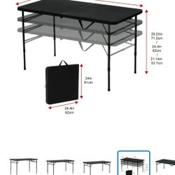  4 Foot Fold-in-Half Adjustable Folding Table. 