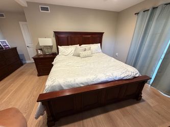 Standard King Size Dark Cherry Wood Bed Frame