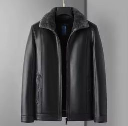 New Men's Leather Jacket Leather (Black)