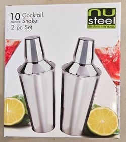 Nu Steel 10 oz Cocktail Shakers Set of 2 Stainless Steel 7"H