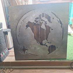 The World Is Yours Wood Metal Art