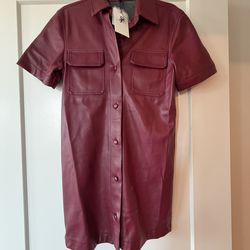 Seven for all mankind burgundy faux leather dress
