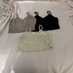 Three Ribbed Knit Camisole Top
