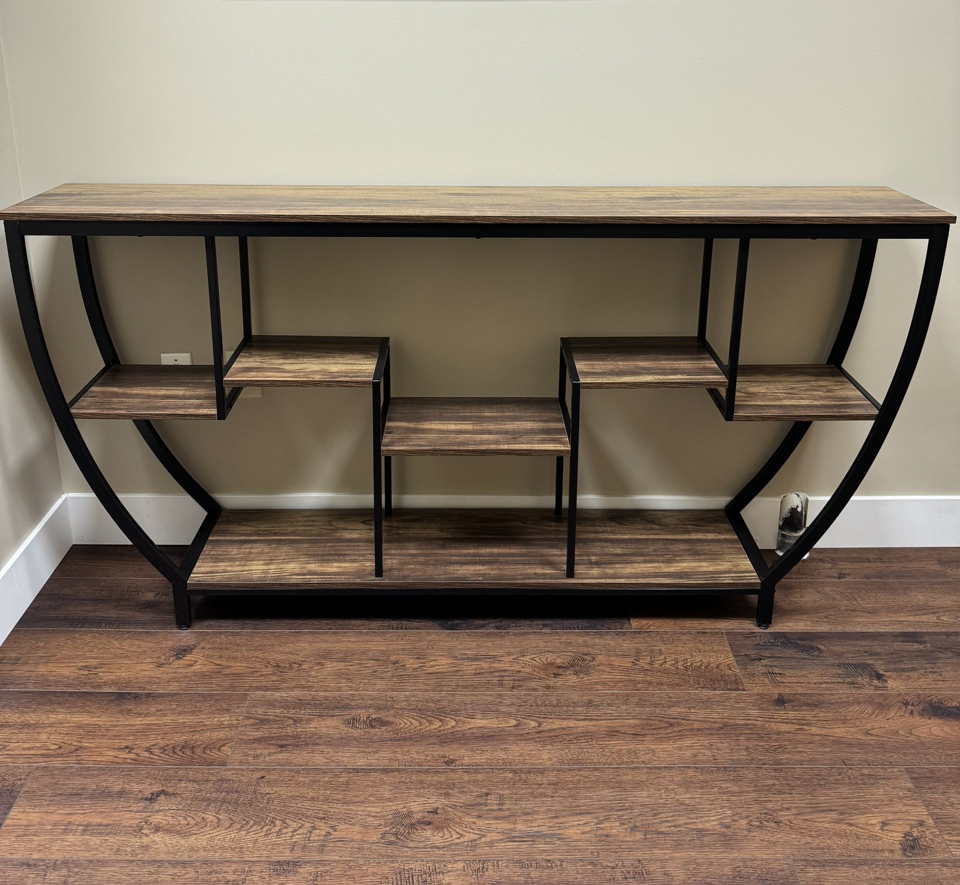 Wooden Table With Shelves