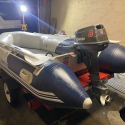 Inflatable With Outboard And Trailer Has Registration 