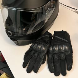 Motorcycle Helmet And Gloves