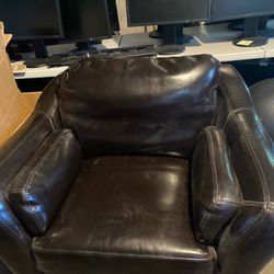 Brown Leather Oversized Chair