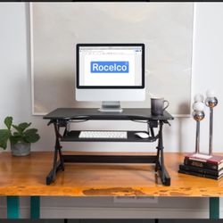  Rocelco 32" Adjustable Standing Desk Converter, Black (R EADRB2) Like New