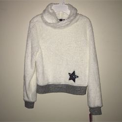 Amy Byer Big Girls' Cowl Neck Fuzzy Sweatshirt size 14