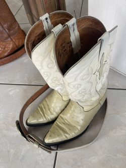 Cowboy Boots White Ostrich
