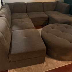 For Sell: Dark Gray Sectional Couch with Chaise & Matching Ottoman!!!