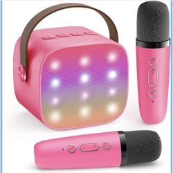 Pink Karaoke Machine with Microphones