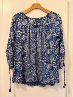 Lucky Brand Blue Floral Women’s Shirt Size M