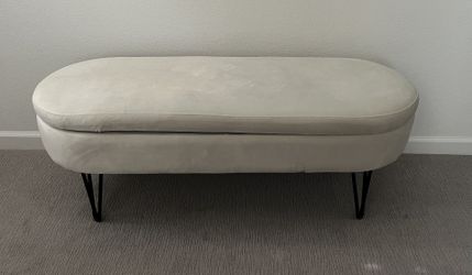 Cream Velvet Storage Bench