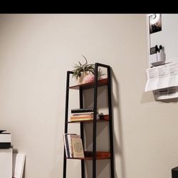  Ladder Shelf, 4 Tier Tall Ladder Bookshelf Corner Shelf, Industrial Book Shelf Ladder Bookcase Narrow, Standing Storage Shelves Display Shelf for Bed