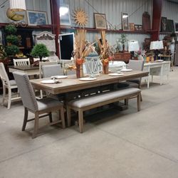 Gorgeous Brownish Gray 8 Seater Dining Room Table Set 