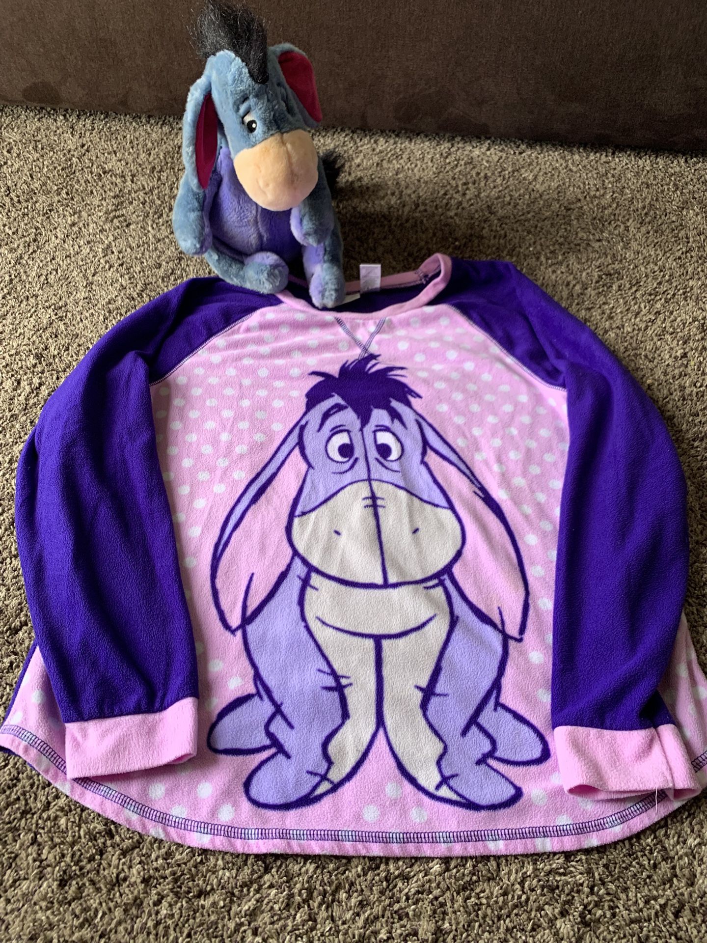 Disney Eeyore Stuffed Animal & XL shirt