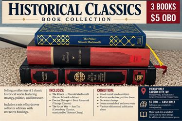 HISTORICAL CLASSICS BOOK COLLECTION — 3 BOOKS — $5 OBO