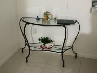 FREE Wrought Iron Glass Console Table Two-Tier