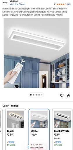 Dimmable Led Ceiling Light with Remote Control 31.5in Modern Linear Flush Mount Ceiling Lighting Fixture Acrylic Long Ceiling Lamp for Living Room Kit