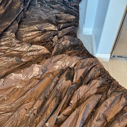 Bronze Fabric, 12 Yards or 36’ Continuous, by 10’ Wide, Rope Cinch on Top, Wedding Party Decoration Iridescent Photography Shiny Crafts Costume Sewing