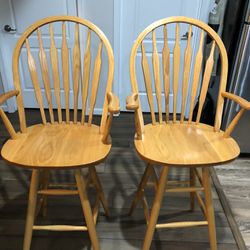 2 Windsor Swivel Bar Stool Chairs