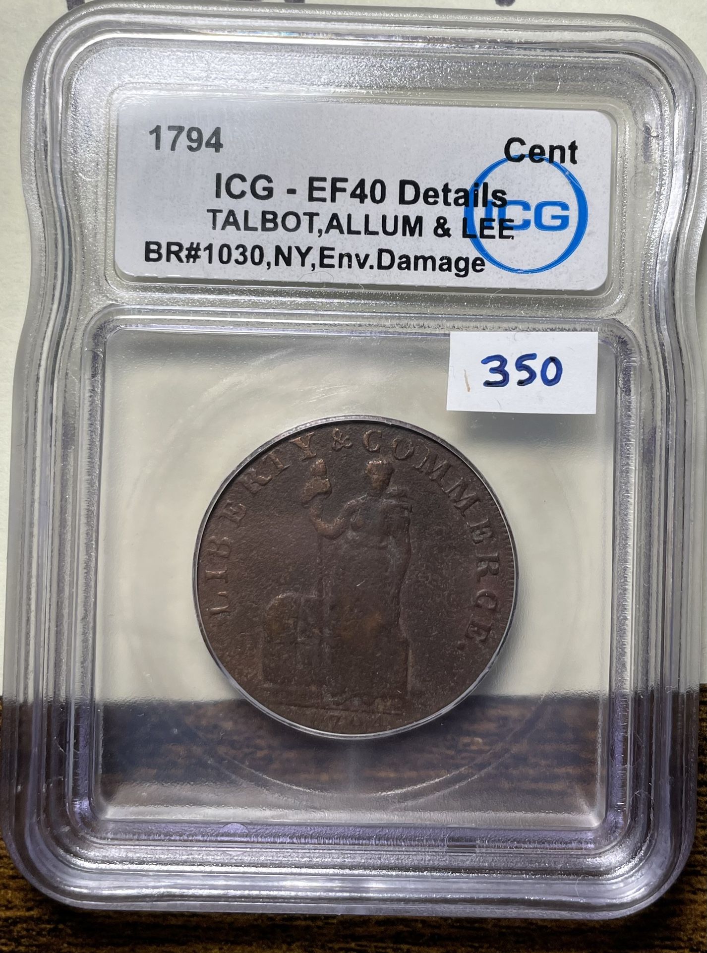 1794 Talbot & Lee New York Ship Token
