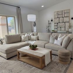 Large beige sectional sofa 