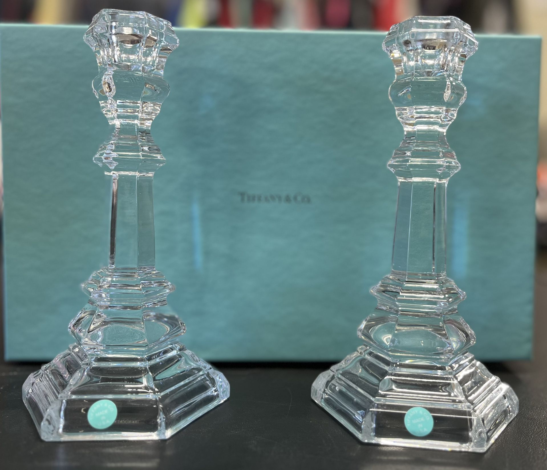NEW Tiffany & CO Crystal Candlesticks (pair)