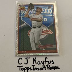 CJ Kayfus Cleveland Guardians 1st Baseman Topps Short Print Insert Rookie Card. 
