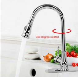 Kitchen Sink Faucet Pull out Sprayer Swivel Mixer Tap/Deck Plate /Soap Dispenser