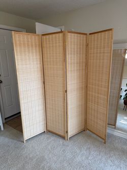 4-Panel Bamboo Room Divider Screen