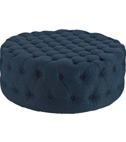 Large Azure Ottoman with Suede Brown Cover – Mint Condition
