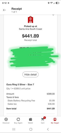 Oura Ring Gen 5 Size 7