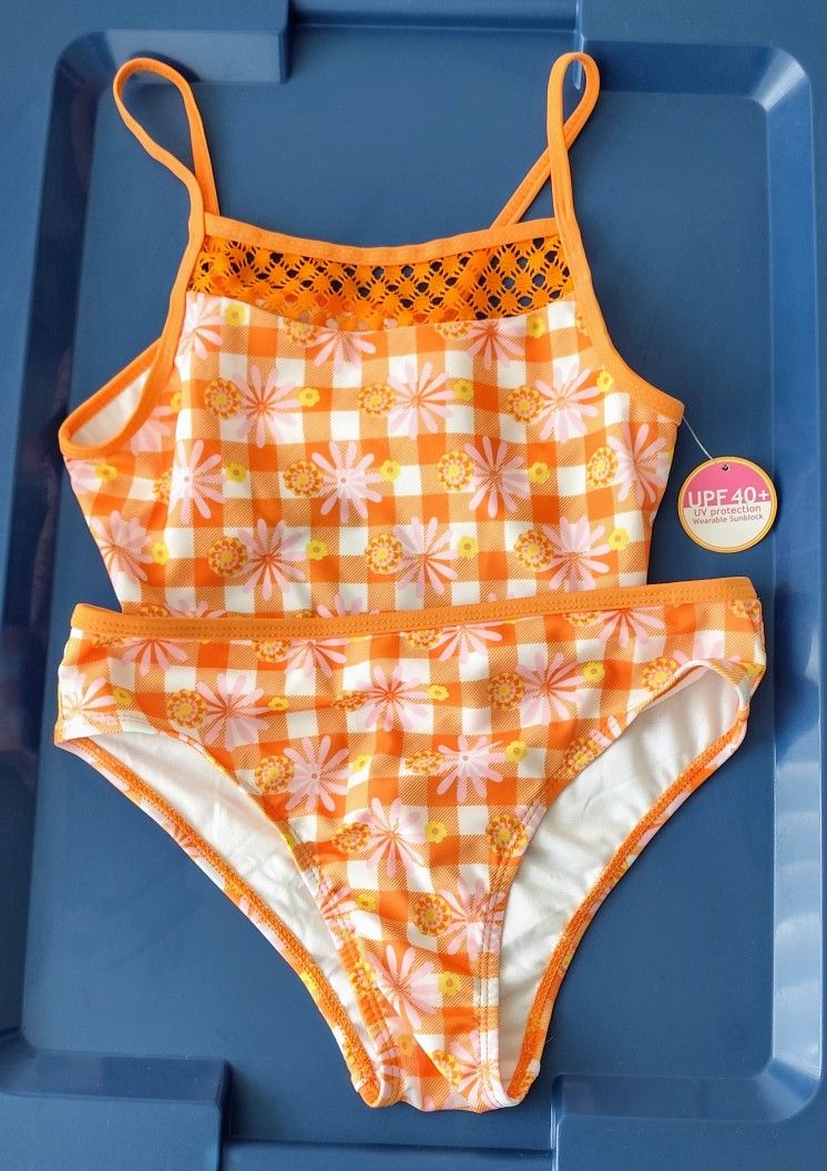 Girls' Orange Floral Bikini (Sz: 14)