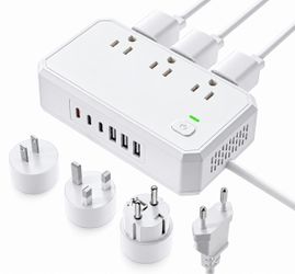 Universal Travel Power Strip with Adapter Plugs