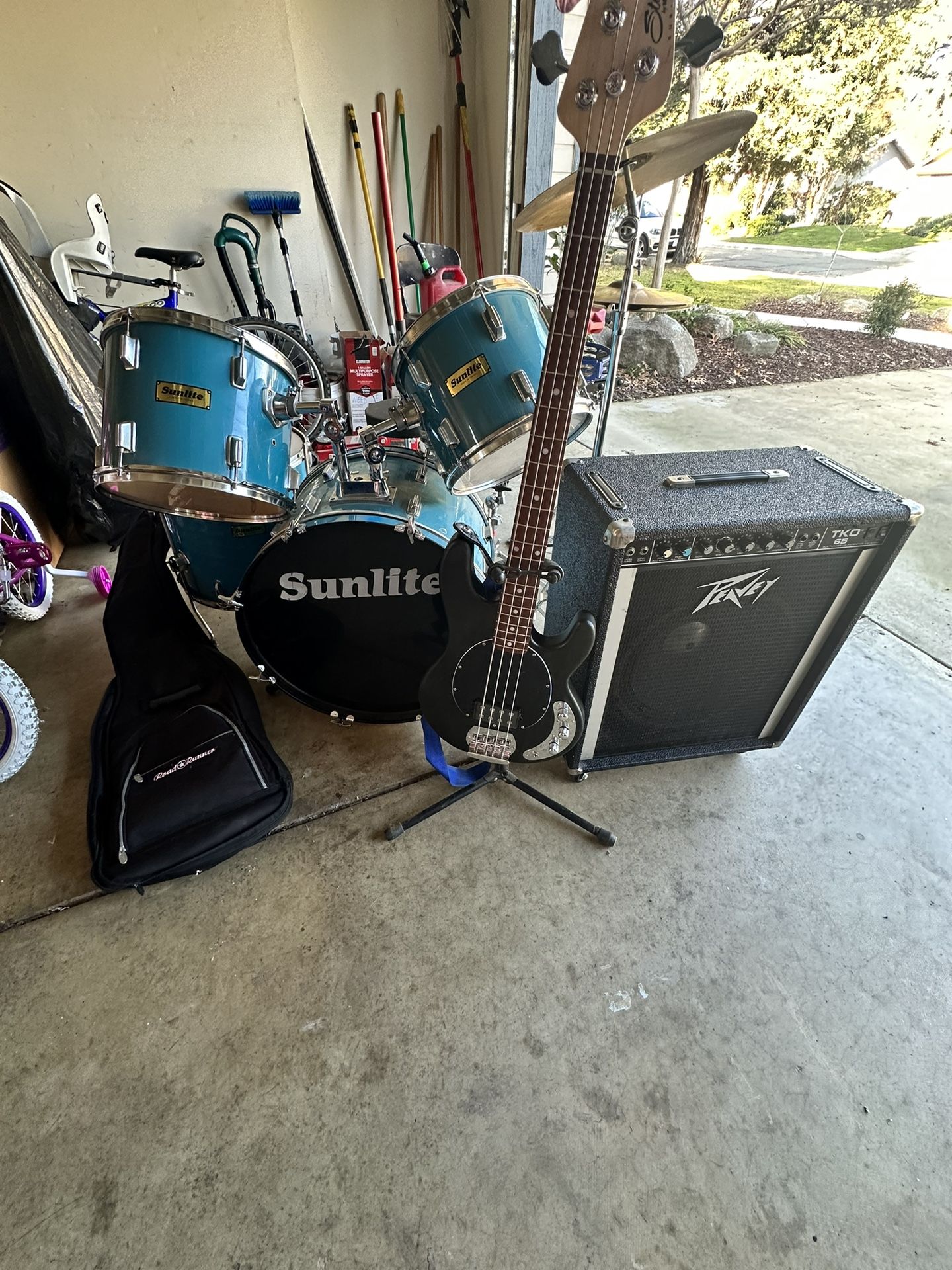 Bass Guitar,amp And Drum Set Bundle