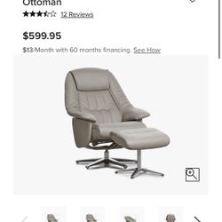 Modern Gray Recliner Chair w/ Ottoman – Excellent Condition