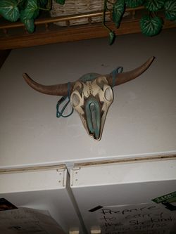 Ceramic Bull Scull Horns Painted