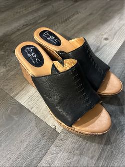 Real leather BOC wedge sanders cork shoes