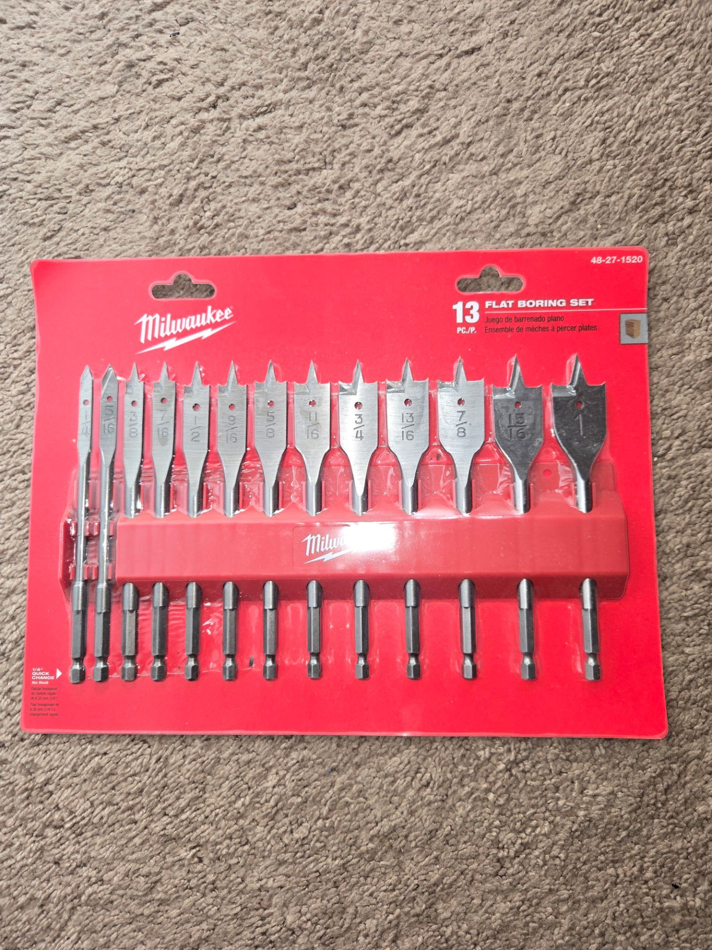 Milwaukee 13 Pc. FLAT BORING SET (48-27-1520)