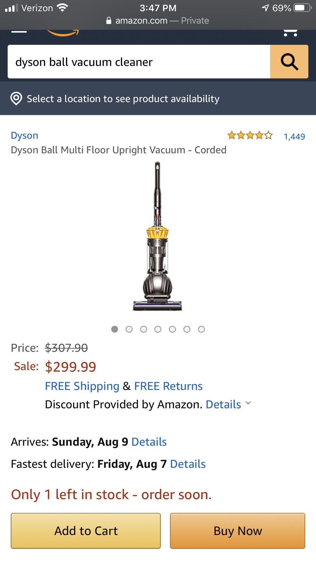 Dyson Ball Multi Floor Upright Vacuum - Corded