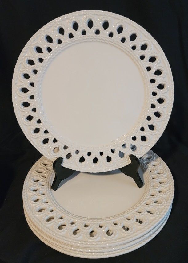 Ceramica Stefani Large Ceramic Plate Charger White 13" Italy Embossed Hand Made